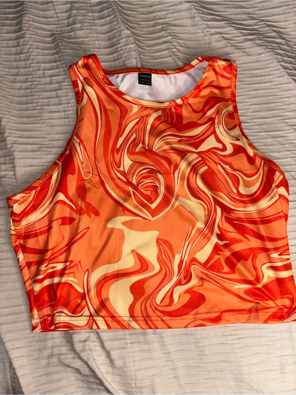 SHEIN Orange and Cream Swirl Crop Tank
